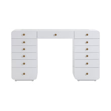 Hollywood 56" White Desk with LED Panel Vanity Mirror