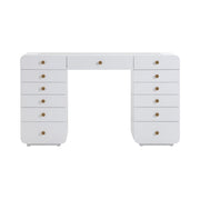 Hollywood 56" White 13-Drawer Vanity Desk