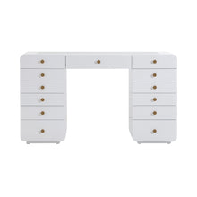 Hollywood 56" White 13-Drawer Vanity Desk