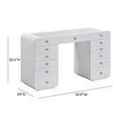 Hollywood 56" White 13-Drawer Vanity Desk