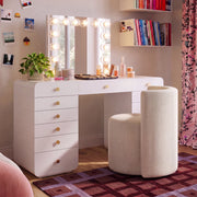 Hollywood 56" White Desk with Vanity Mirror