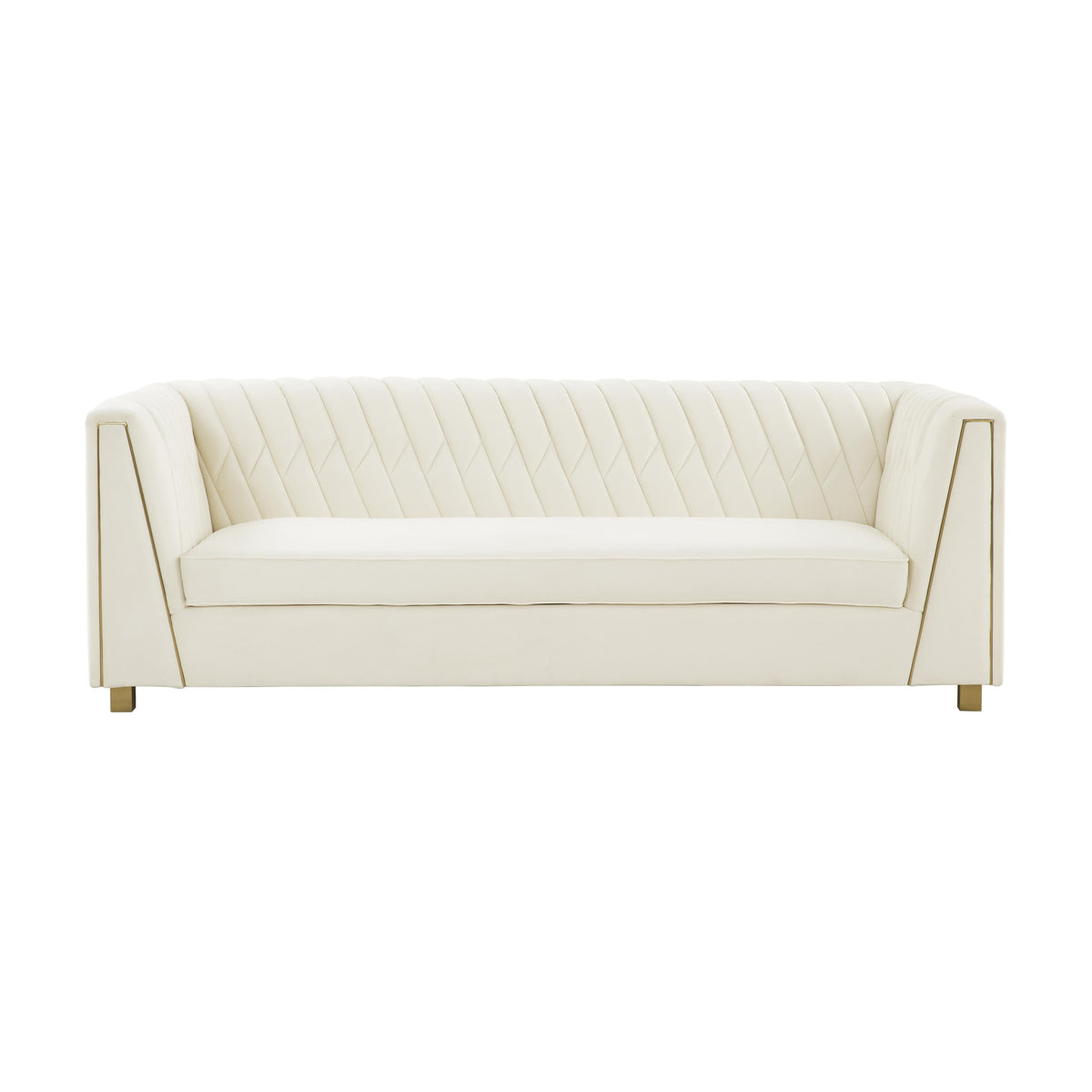Wafa 87" Cream Performance Velvet Sofa by Inspire Me! Home Decor