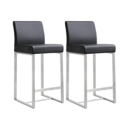 Denmark Performance Vegan Leather Stool with Silver Base - Set of 2