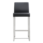 Denmark Performance Vegan Leather Stool with Silver Base - Set of 2