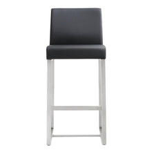 Denmark Performance Vegan Leather Stool with Silver Base - Set of 2