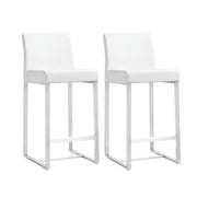 Denmark Performance Vegan Leather Stool with Silver Base - Set of 2