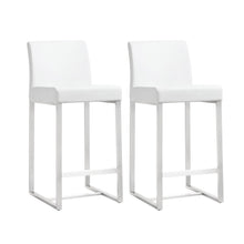 Denmark Performance Vegan Leather Stool with Silver Base - Set of 2