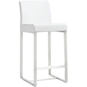 Denmark Performance Vegan Leather Stool with Silver Base - Set of 2