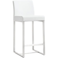 Denmark Performance Vegan Leather Stool with Silver Base - Set of 2