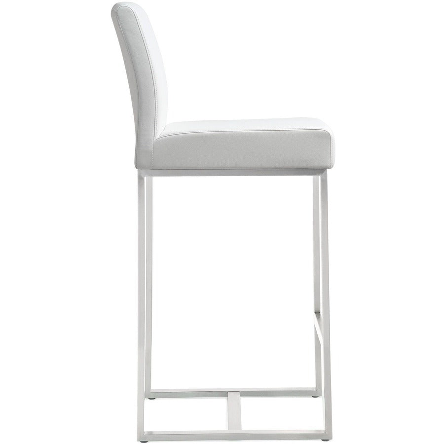 Denmark Performance Vegan Leather Stool with Silver Base - Set of 2
