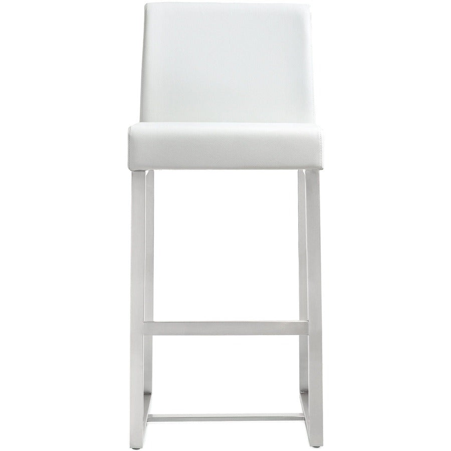 Denmark Performance Vegan Leather Stool with Silver Base - Set of 2