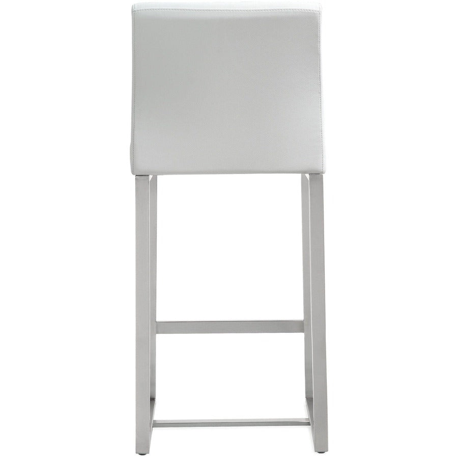 Denmark Performance Vegan Leather Stool with Silver Base - Set of 2