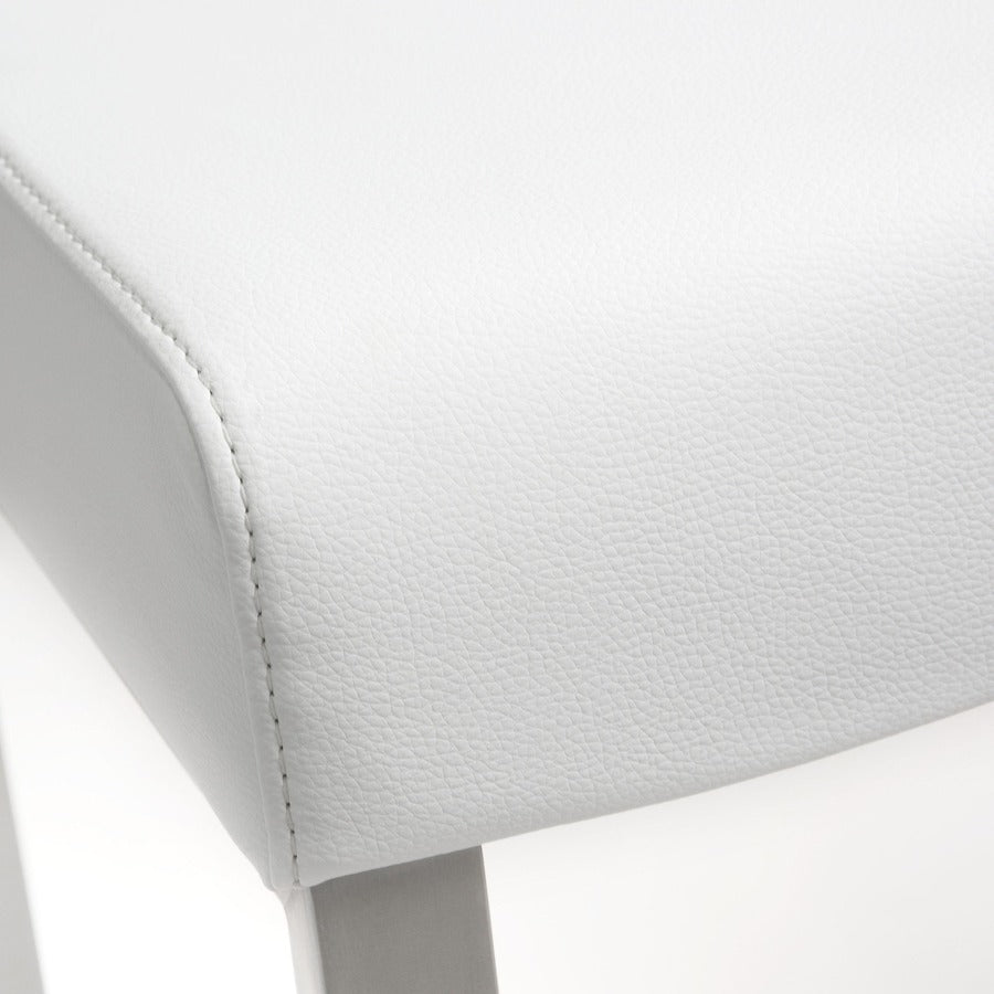 Denmark Performance Vegan Leather Stool with Silver Base - Set of 2
