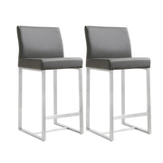 Denmark Performance Vegan Leather Stool with Silver Base - Set of 2