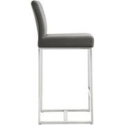 Denmark Performance Vegan Leather Stool with Silver Base - Set of 2