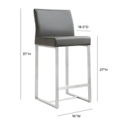 Denmark Performance Vegan Leather Stool with Silver Base - Set of 2