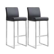 Denmark Performance Vegan Leather Stool with Silver Base - Set of 2