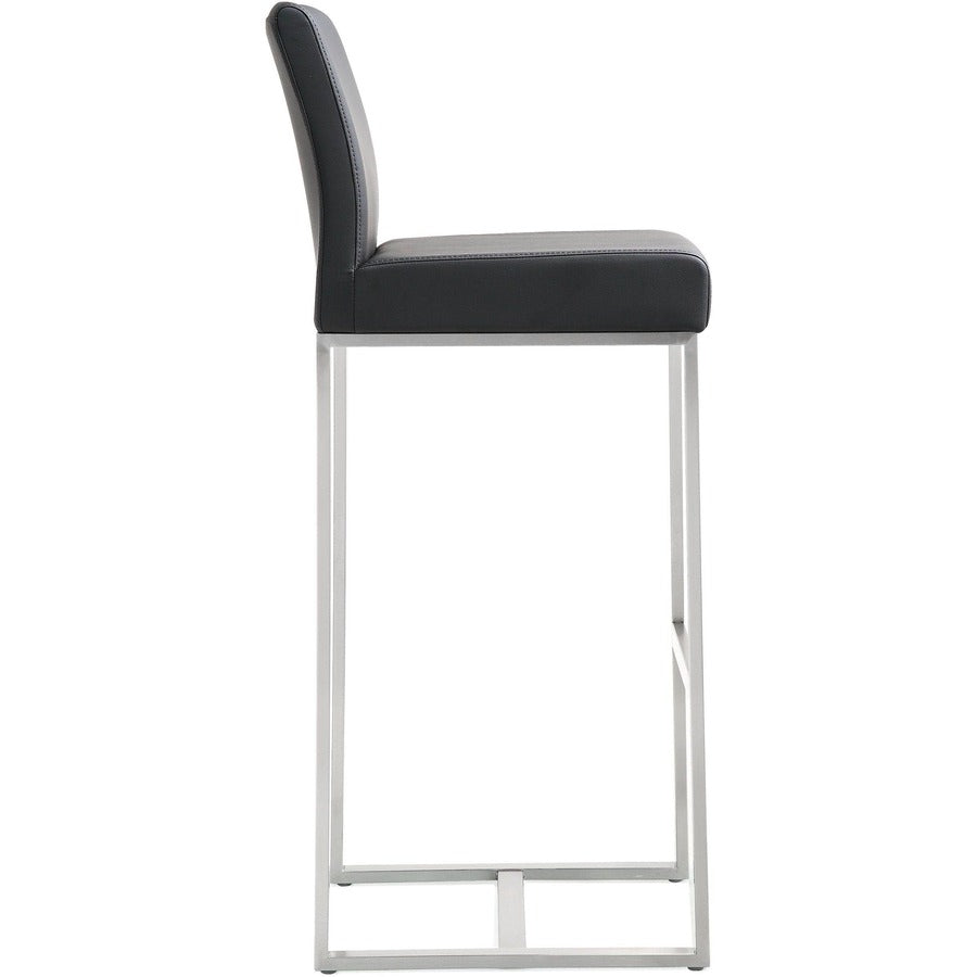 Denmark Performance Vegan Leather Stool with Silver Base - Set of 2