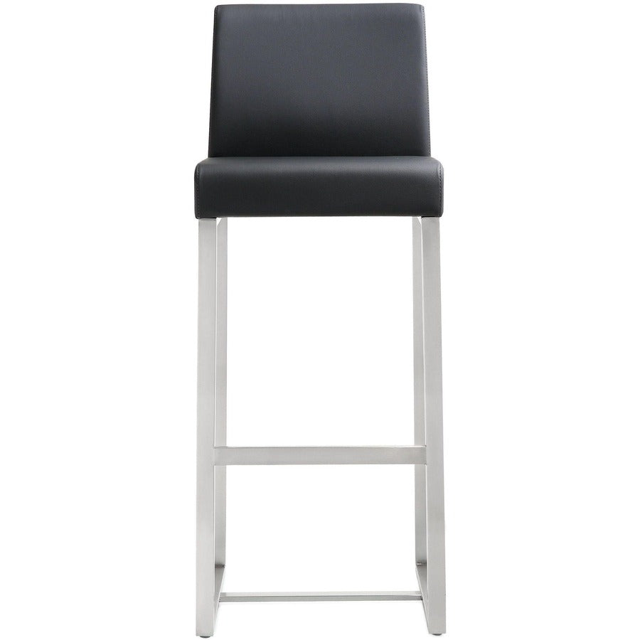 Denmark Performance Vegan Leather Stool with Silver Base - Set of 2
