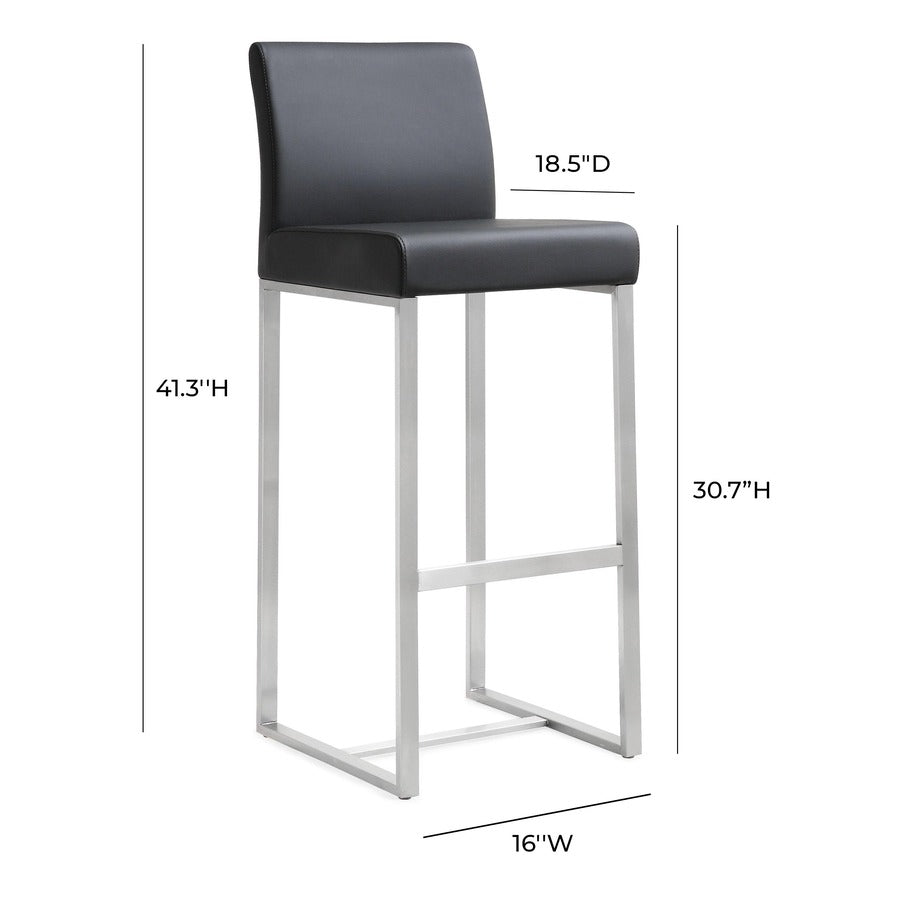 Denmark Performance Vegan Leather Stool with Silver Base - Set of 2
