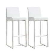 Denmark Performance Vegan Leather Stool with Silver Base - Set of 2