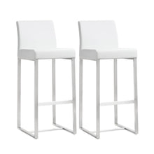 Denmark Performance Vegan Leather Stool with Silver Base - Set of 2