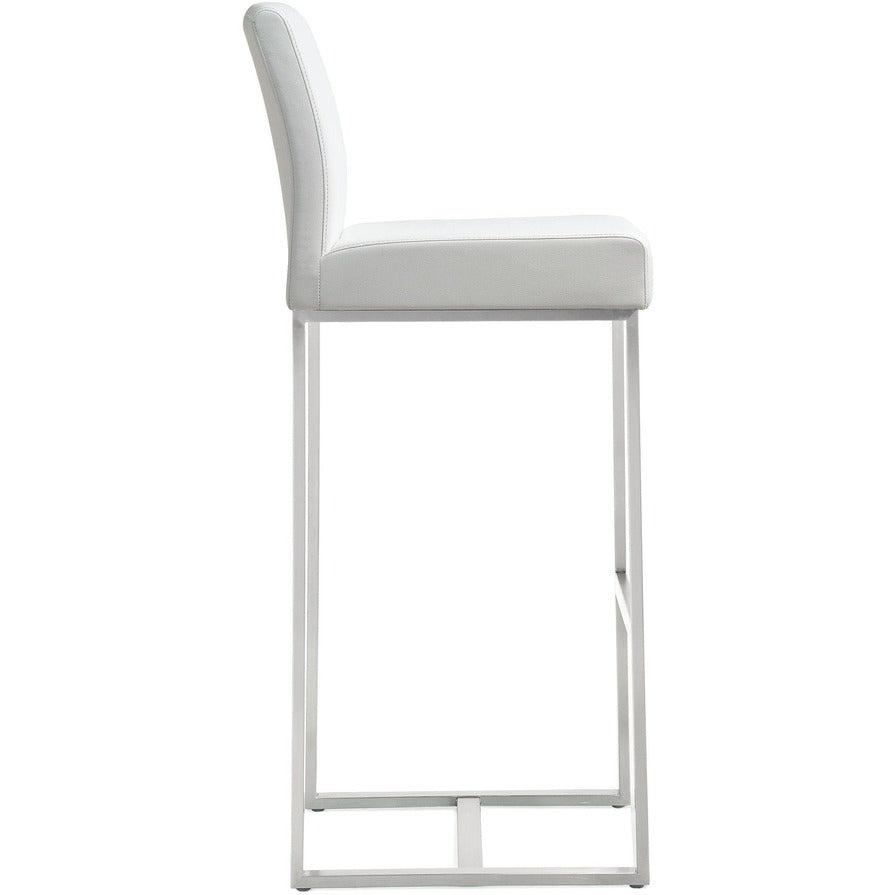 Denmark Performance Vegan Leather Stool with Silver Base - Set of 2