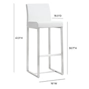 Denmark Performance Vegan Leather Stool with Silver Base - Set of 2