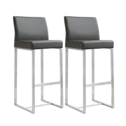 Denmark Performance Vegan Leather Stool with Silver Base - Set of 2