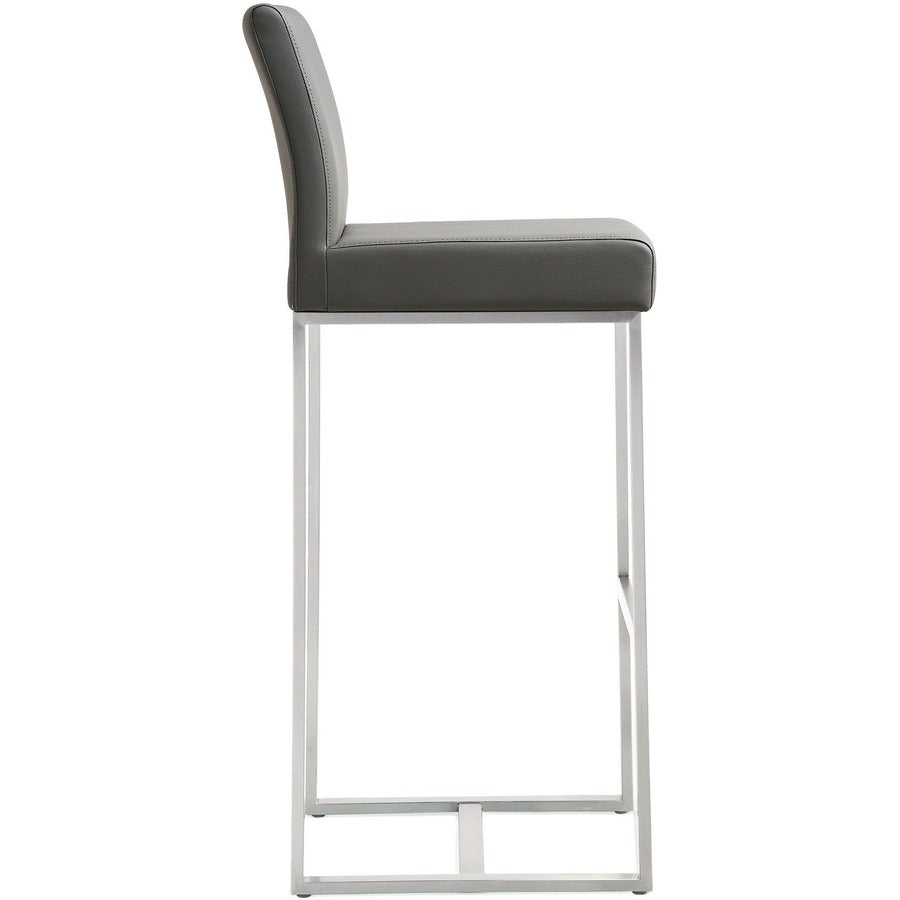 Denmark Performance Vegan Leather Stool with Silver Base - Set of 2