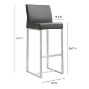 Denmark Performance Vegan Leather Stool with Silver Base - Set of 2