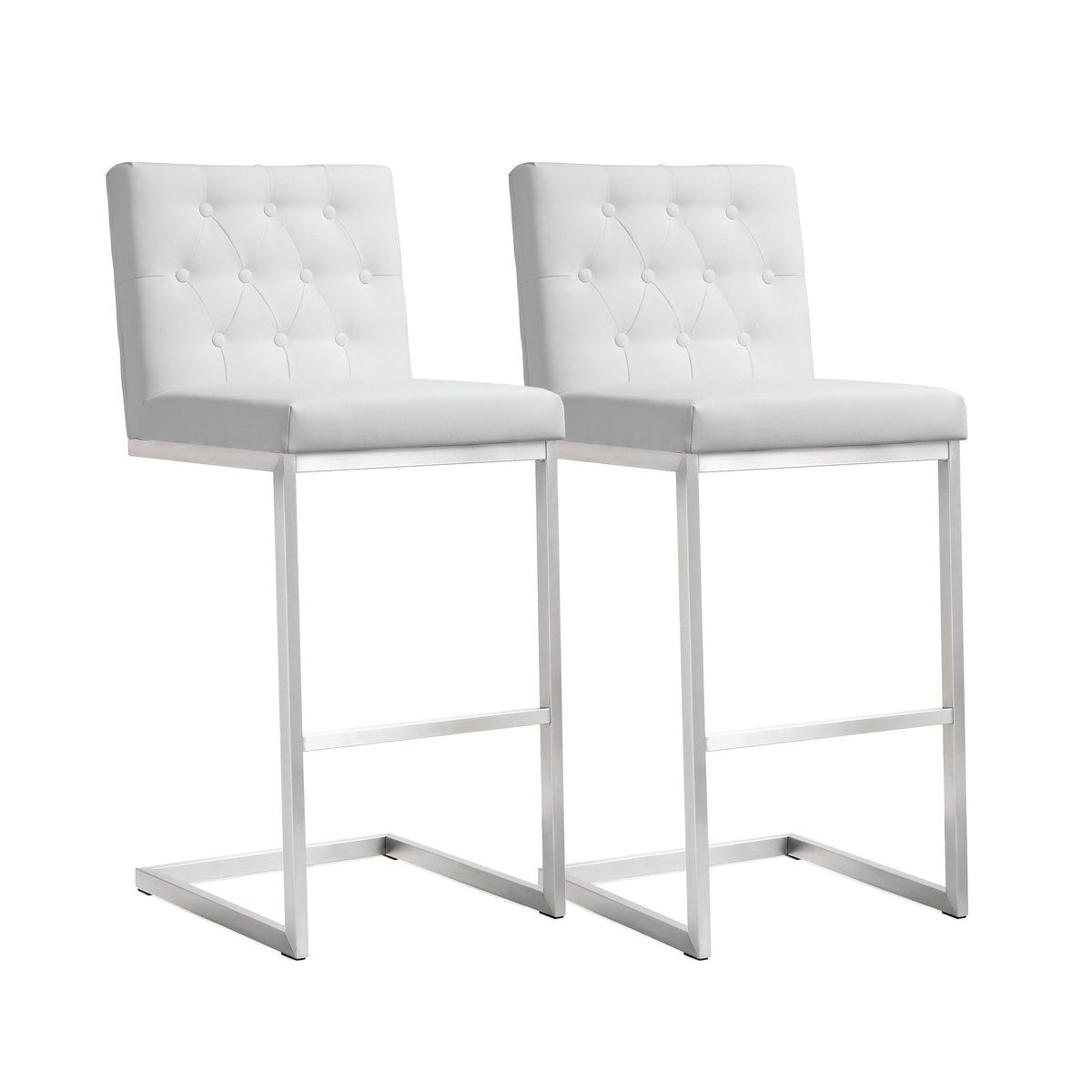 Helsinki White Performance Vegan Leather Stool - Set of 2