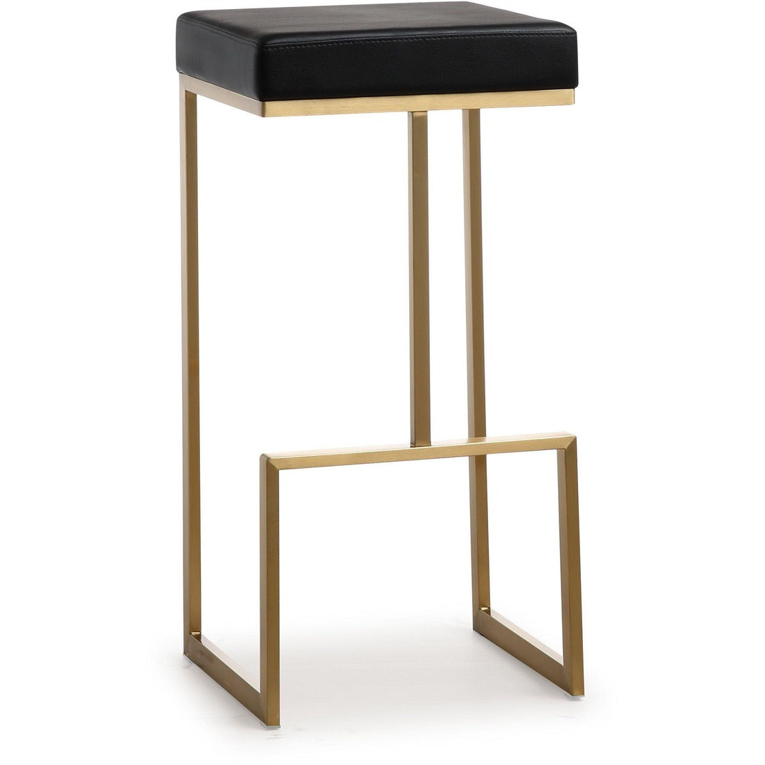 Ferrara Black Performance Vegan Leather and Gold Steel Barstool - Set of 2
