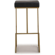 Ferrara Black Performance Vegan Leather and Gold Steel Barstool - Set of 2