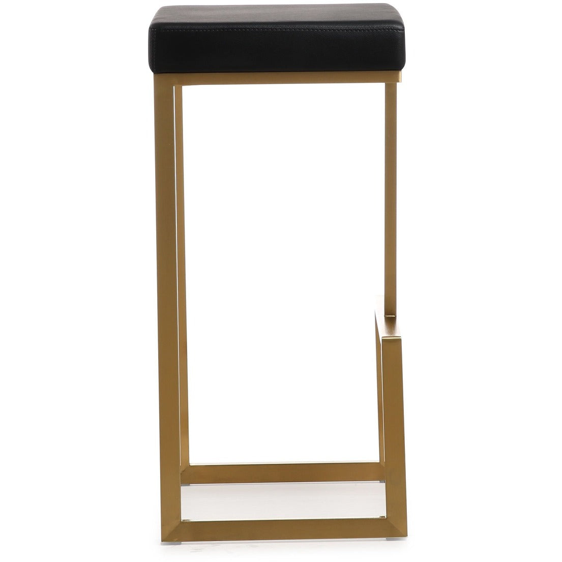 Ferrara Black Performance Vegan Leather and Gold Steel Barstool - Set of 2