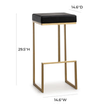 Ferrara Black Performance Vegan Leather and Gold Steel Barstool - Set of 2