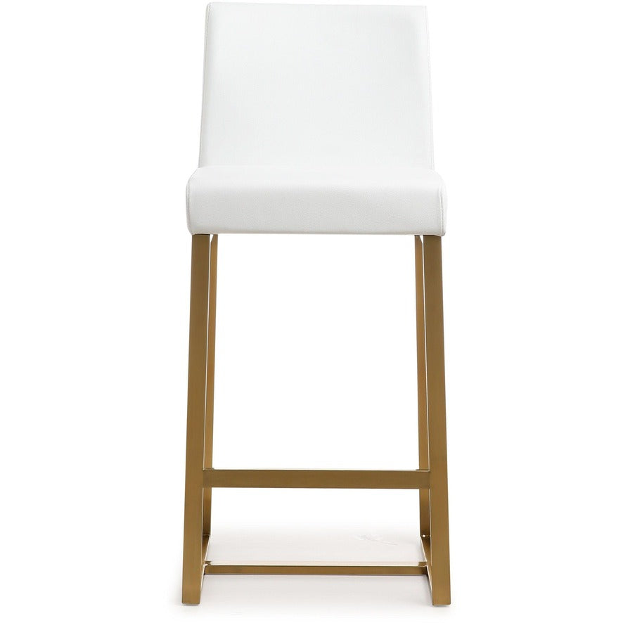 Denmark Performance Vegan Leather Stool with Gold Base - Set of 2