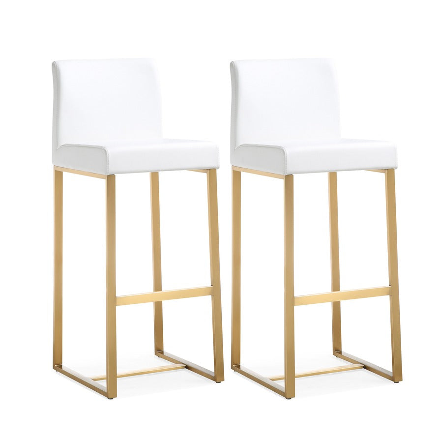 Denmark Performance Vegan Leather Stool with Gold Base - Set of 2