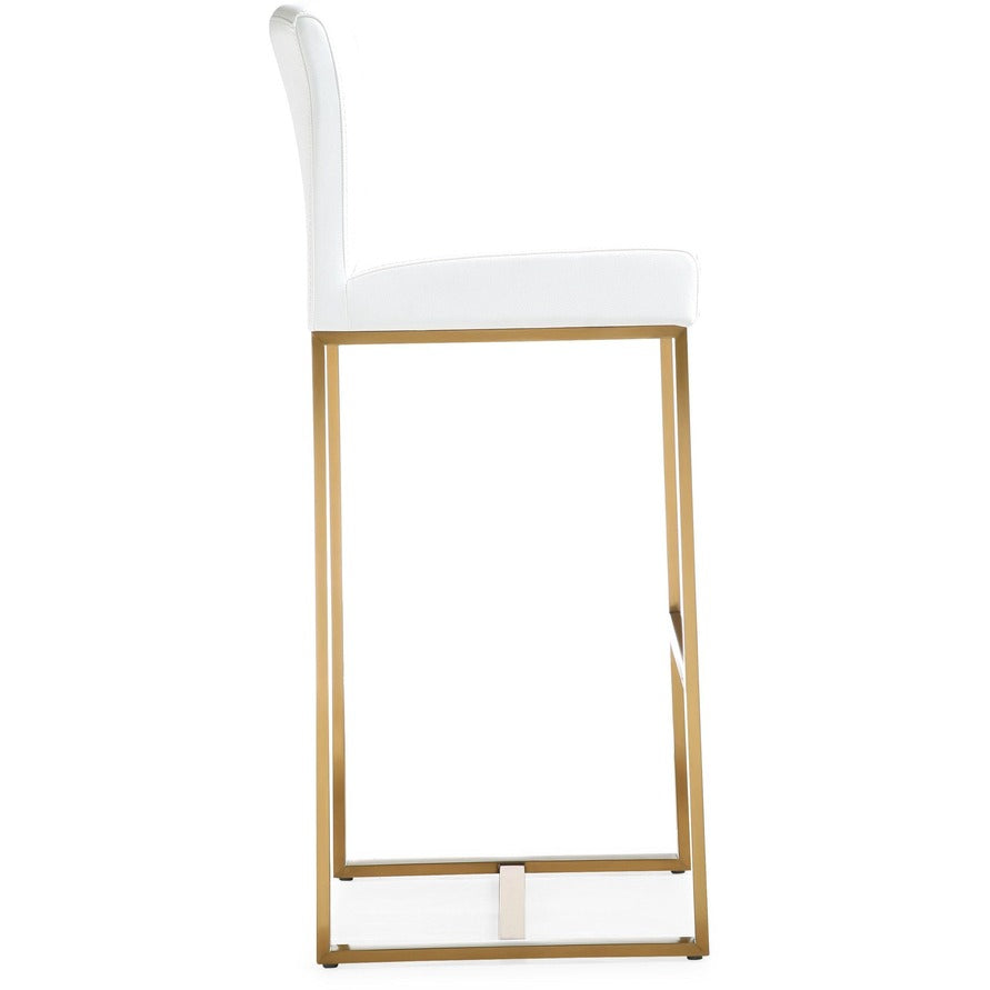 Denmark Performance Vegan Leather Stool with Gold Base - Set of 2