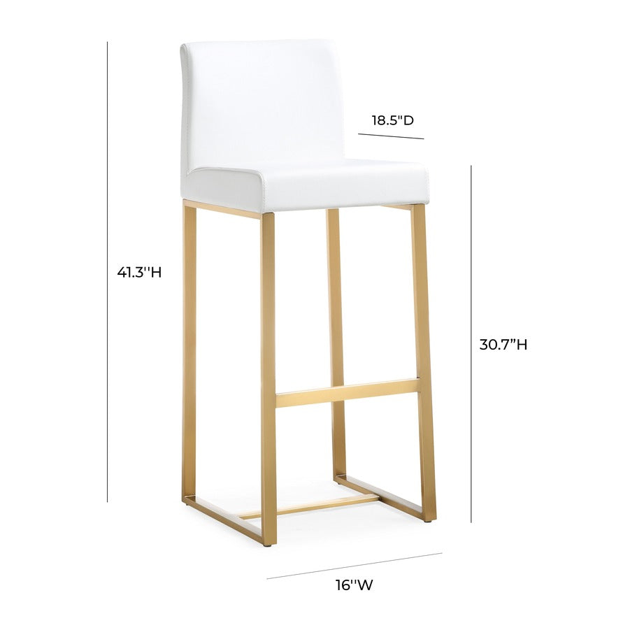 Denmark Performance Vegan Leather Stool with Gold Base - Set of 2