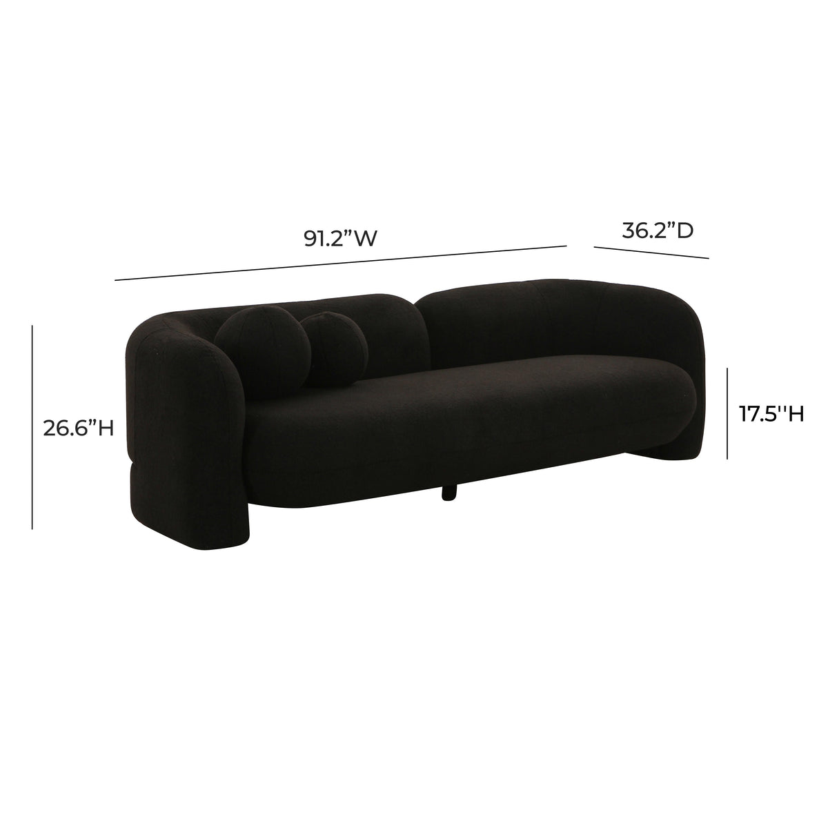 Amelie 91" Contract-Grade Faux Fur Sofa