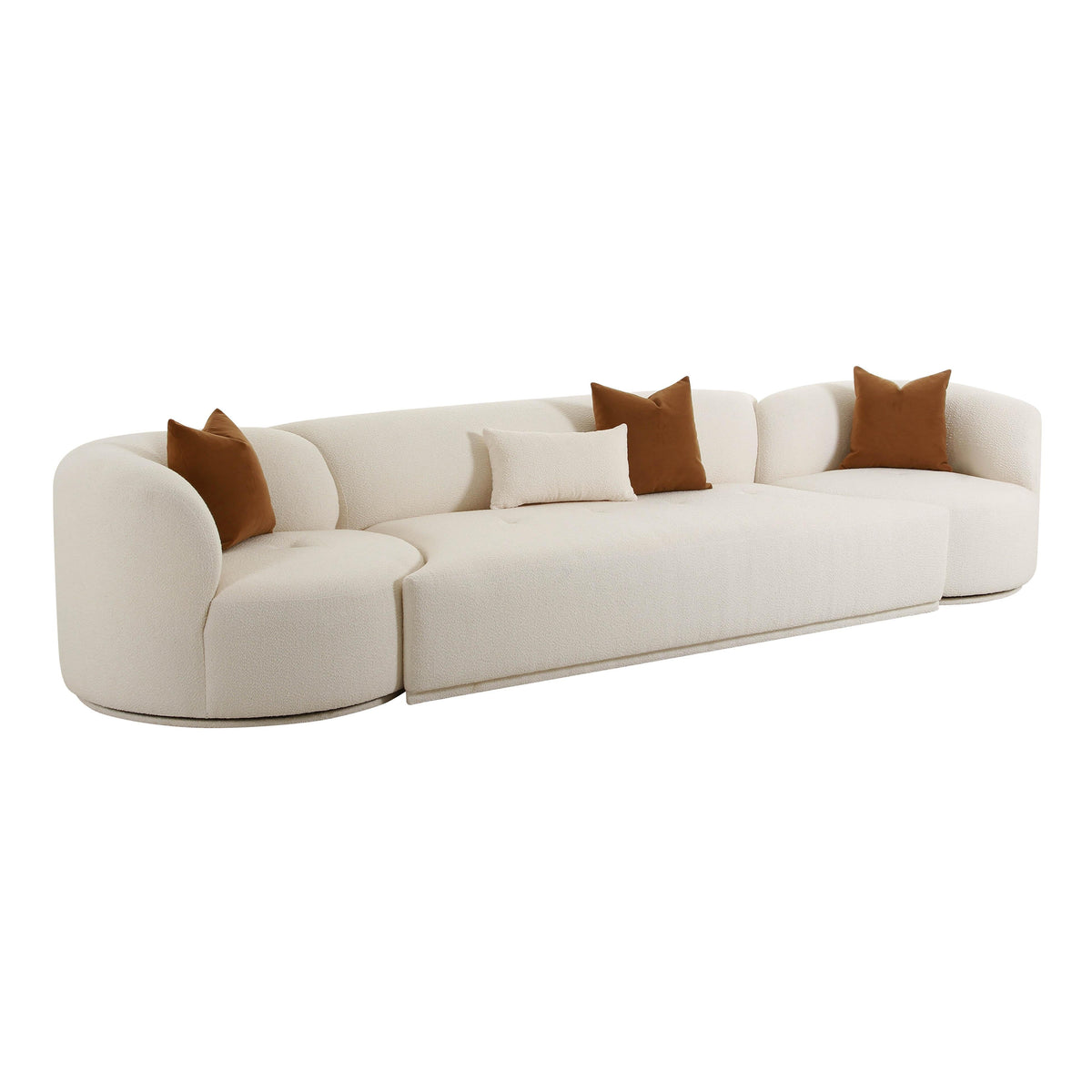 Fickle 144" 3-Piece Cream Performance Boucle Modular Sofa