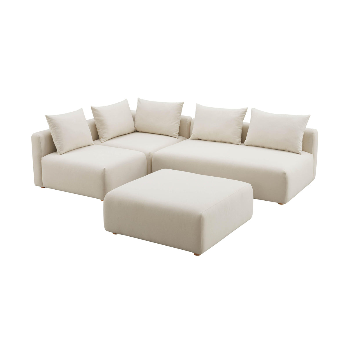 Hangover 4-Piece Cream Performance Linen Modular Chaise Sectional