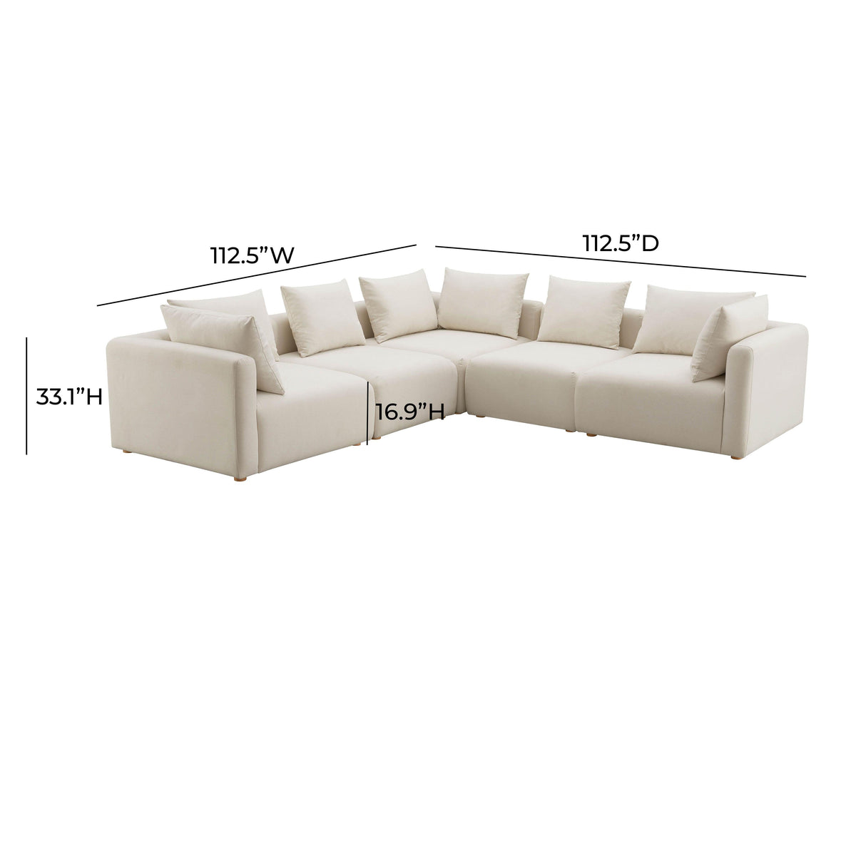 Hangover 5-Piece Cream Performance Linen Modular L-Sectional