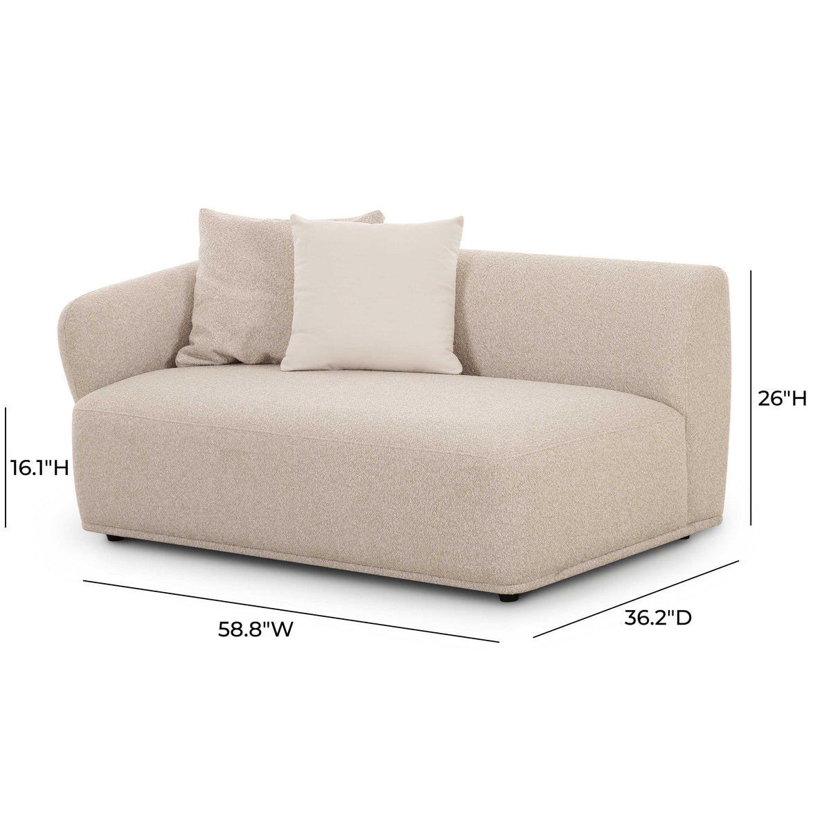 Sylvie 59" Cream Performance Boucle Arm Loveseat
