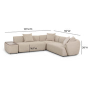 Sylvie 4-Piece Cream Performance Boucle Chaise Sectional
