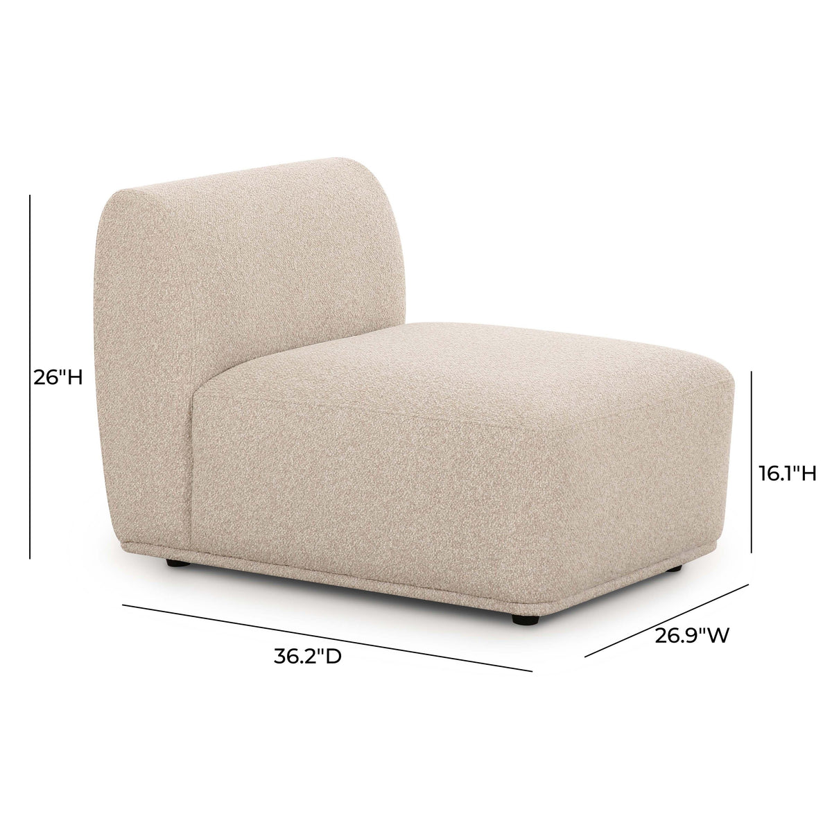Sylvie Cream Performance Boucle Armless Chair