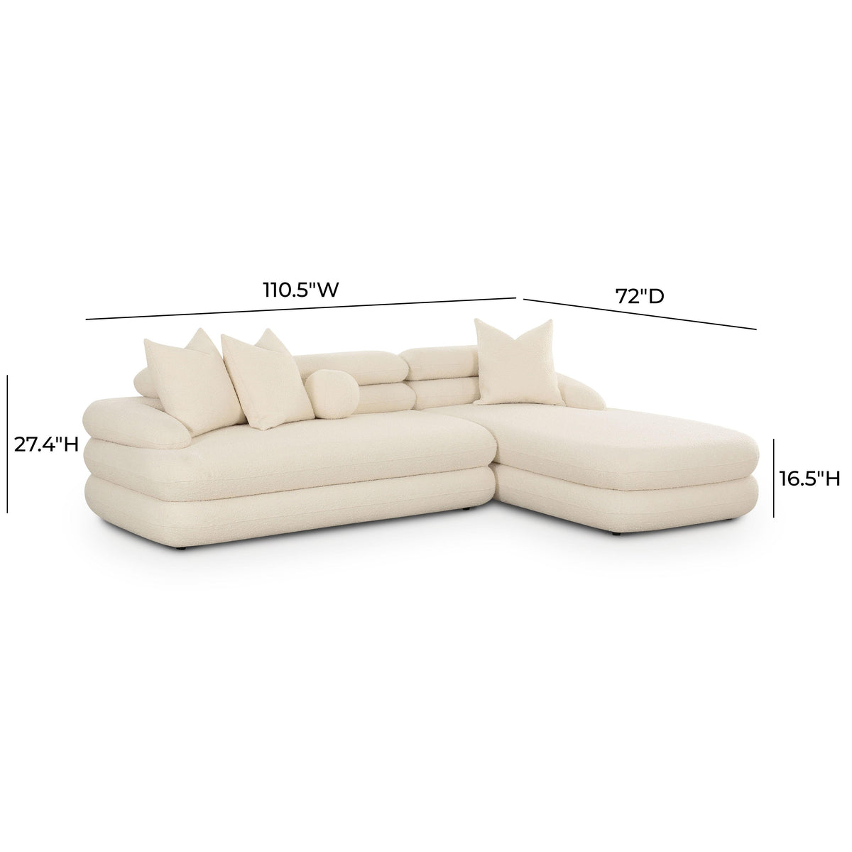 Lulu 2-Piece Cream Performance Boucle L-Shaped Sectional