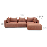 Hangover 4-Piece Contract-Grade Textured Fabric Modular Sectional
