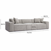 Mindy 115" Performance Chenille Basketweave Modular Sofa